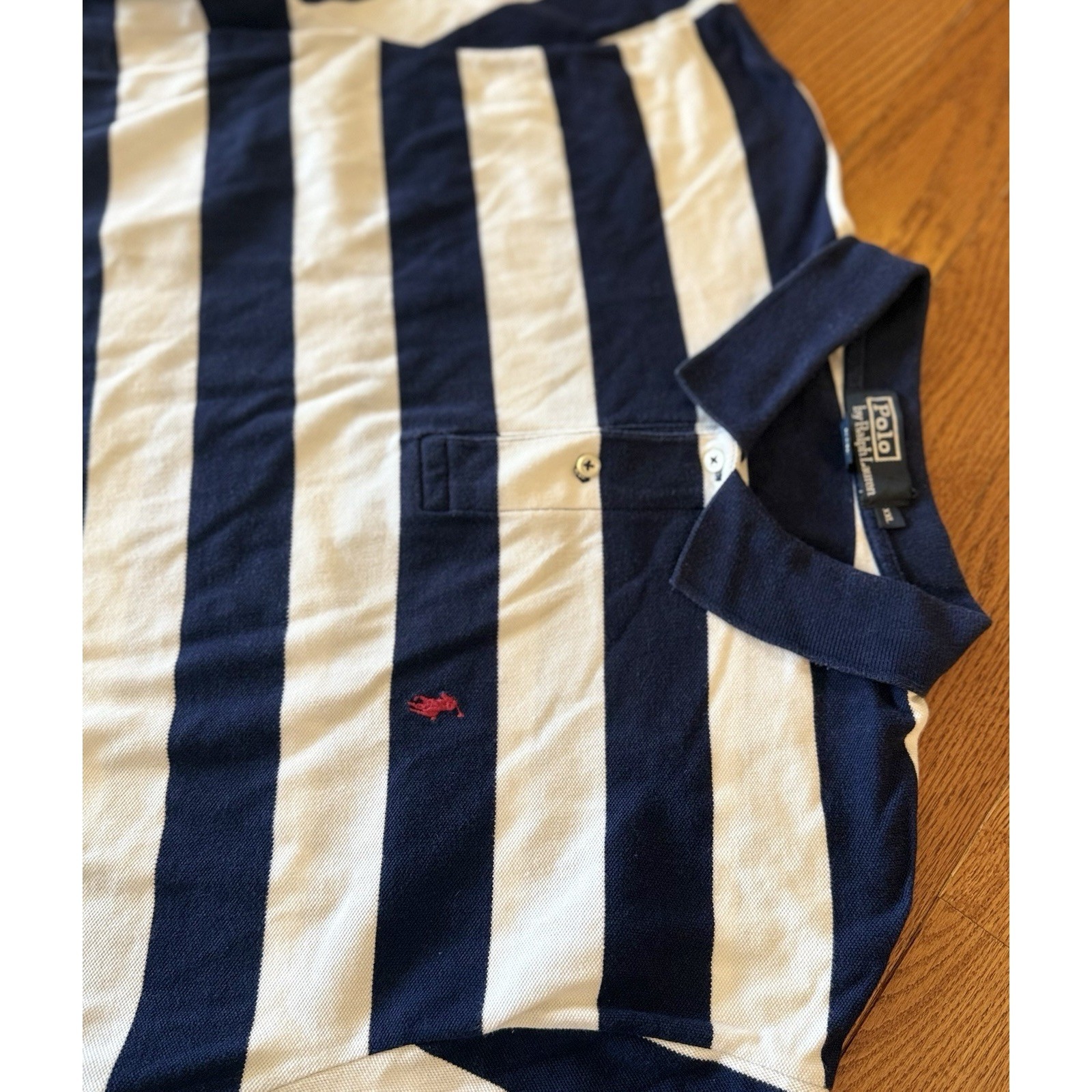 Polo Ralph Lauren Men's Polo Shirt Navy And White Stripes Pony Logo Size Xxl